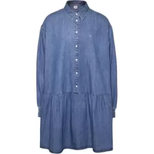 Image of Tommy Jeans Tjw Crv Chambray Shirt Dress - Blue