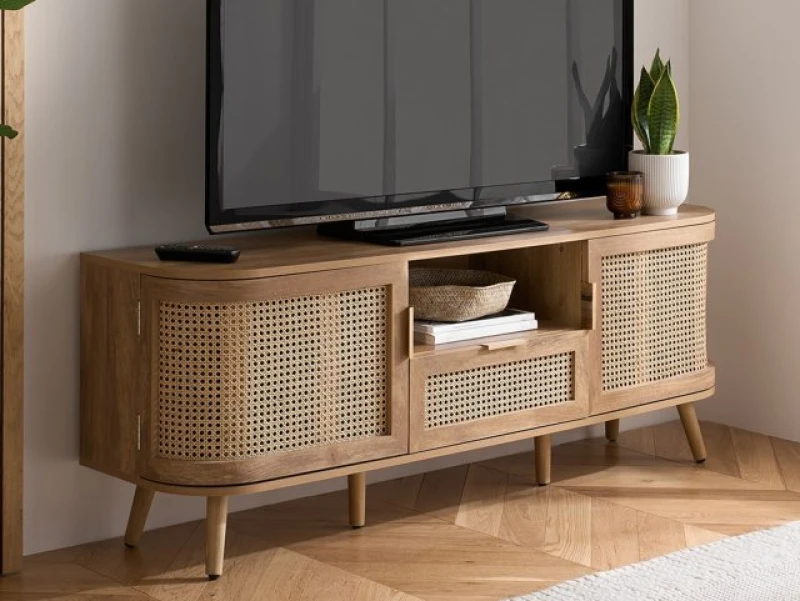 Image of Birlea Noah Rattan and Oak 2 Door 1 Drawer TV Cabinet
