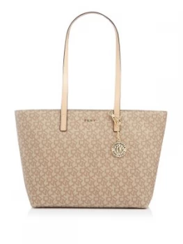 Image of DKNY Coated logo medium shoulder tote Neutral