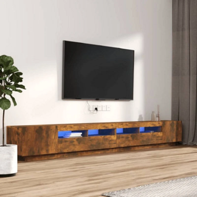 Image of VIDAXL 3 Piece TV Cabinet Set with LED Lights Smoked Oak Engineered Wood vidaXL 8720287155256