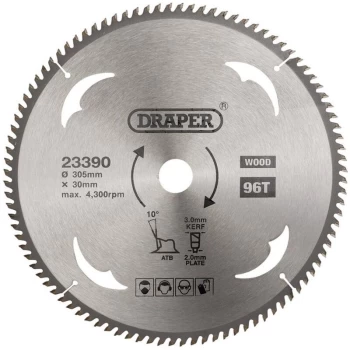 Image of Draper - 23390 TCT Circular Saw Blade for Wood 305 x 30mm 96T