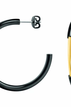 Image of Ladies Calvin Klein Black Ion-plated Steel & Gold Plated Disclose Earrings KJ5FBE200100