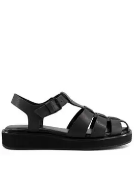 Image of Dune London Loch Leather Fisherman Buckle Sandal, Black, Size 39, Women