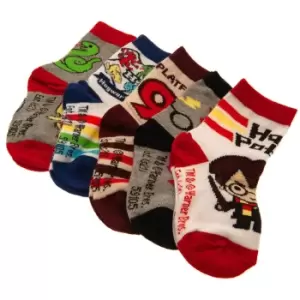 Image of Harry Potter Baby Socks Set (Pack of 5) (0-6 Months) (Multicoloured)