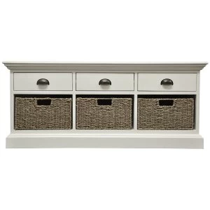 Image of Robert Dyas Tocino Ready Assembled 3-Drawer 3-Basket Wooden Storage Unit