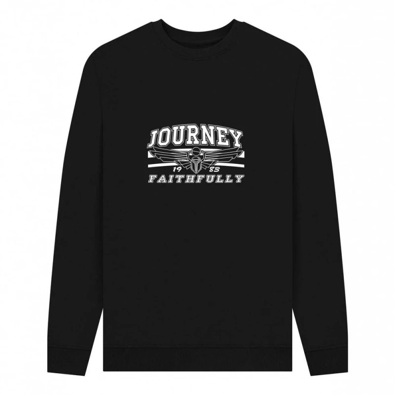 Image of Journey Mens 100% Cotton Printed Long-Sleeve Ribbed Crew Neck Pullover Shirt in Black Size: Small Black Male S