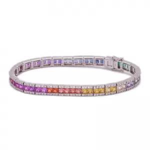Image of Colourful Diamond Rainbow Silver Plated Bracelet