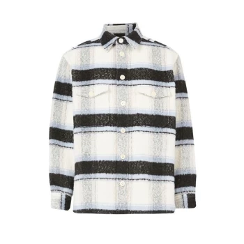 Image of AllSaints Rayado Long Sleeve Shirt - Ecru/Blue