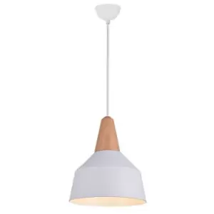 Image of Larissa Lighting - Larissa Razgrad Dome Ceiling Pendant Light 1x E27 White-Wood