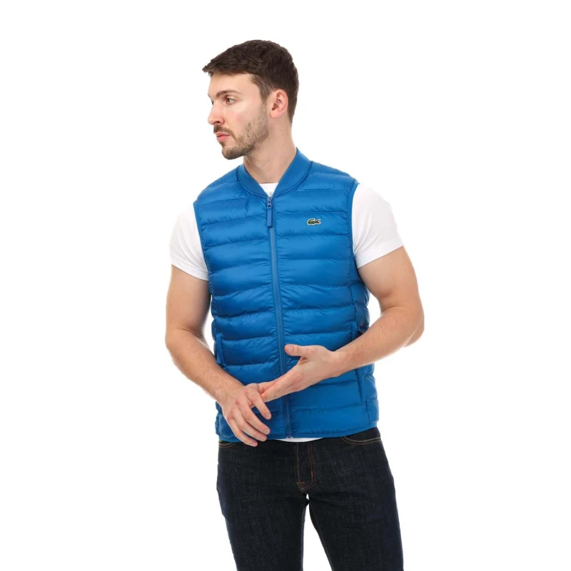 Image of Lacoste Water-Repellent Puffer Vest - Blue Blue S