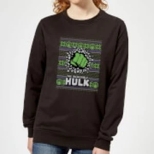Image of Marvel Hulk Punch Womens Christmas Sweatshirt - Black