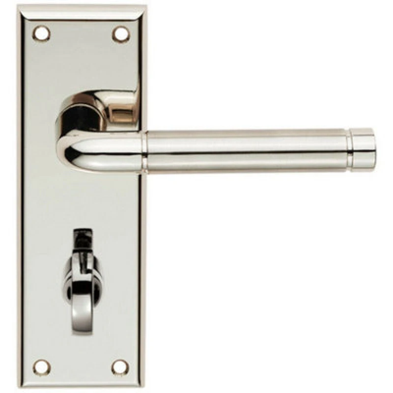 Image of Loops PAIR Round Bar Lever on Bathroom Backplate 150 x 50mm Polished & Satin Nickel Metallics