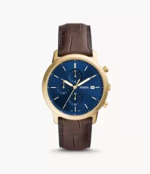 Image of Fossil Men Minimalist Chronograph Brown Croco Eco Leather Watch