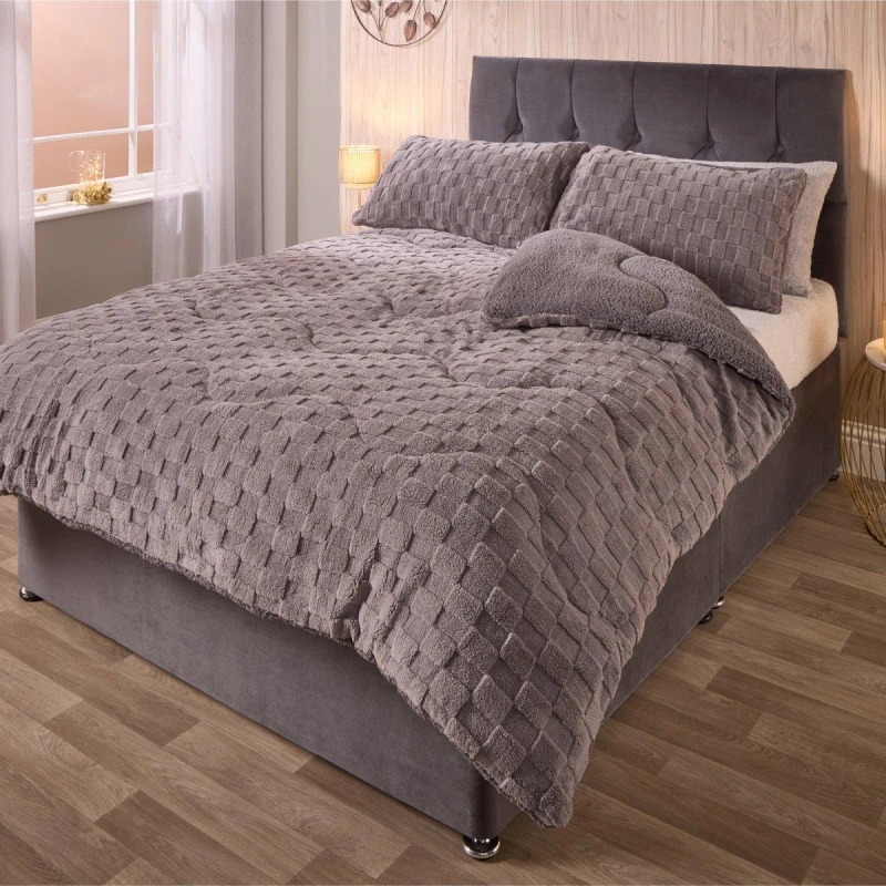 Image of Downland Luxury Chunky Waffle Coverless Duvet Charcoal unisex Single