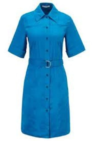 Image of Hugo Boss Disso Shirt Dress Open Blue Size 8 Women