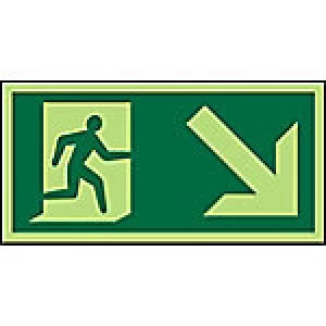 Image of Fire Exit Sign Down Right Arrow Plastic 15 x 30 cm