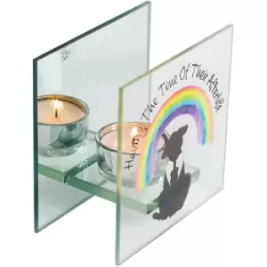 Image of Rainbow Bridge Friends 2361 Dog Glass Tealight Holder