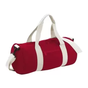 Image of Bagbase Plain Varsity Barrel / Duffle Bag (20 Litres) (Pack of 2) (One Size) (Classic Red/Off White)