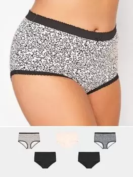 Image of Yours 5pk Animal Mini Heart Full Briefs Black, Size 34-36, Women