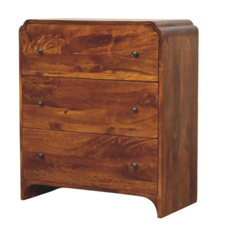 Image of Artisan Furniture Artisan Furniture Solid Wood Newton Chestnut Chest, 3 Drawers, Dark Brown