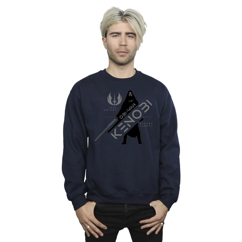 Image of Star Wars Star Wars Men Obi-Wan Kenobi Jedi Knight Sweatshirt in Navy Size: Small Navy S Male 5059934430044