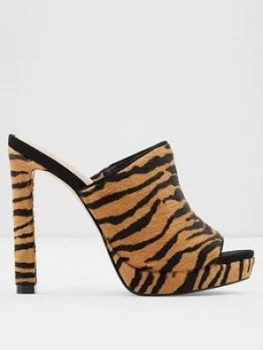 Image of Aldo Nithraclya Heeled Mules - Tiger Print, Black, Size 6, Women