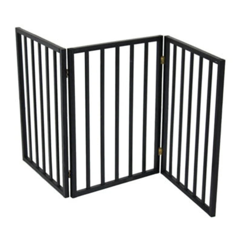 Image of Oypla Dog Safety Folding Wooden Pet Gate Barrier Black