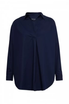 Image of French Connection Rhodes Poplin Pop Over Shirt Indigo