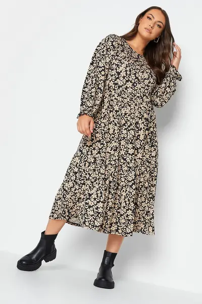 Image of Yours Tiered Midaxi Dress Brown