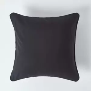 Image of Cotton Plain Black Cushion Cover, 45 x 45cm - Black - Homescapes