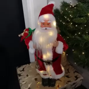 Image of 60cm Battery Operated Lit Traditional Red Santa with Sack Christmas Decoration