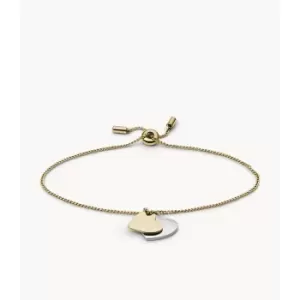 Image of Fossil Womens Lane Two-Tone Stainless Steel Heart Chain Bracelet - Gold / Silver