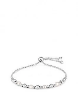 Image of Simply Silver Sterling Silver 925 Pearl Diamond Cut Toggle