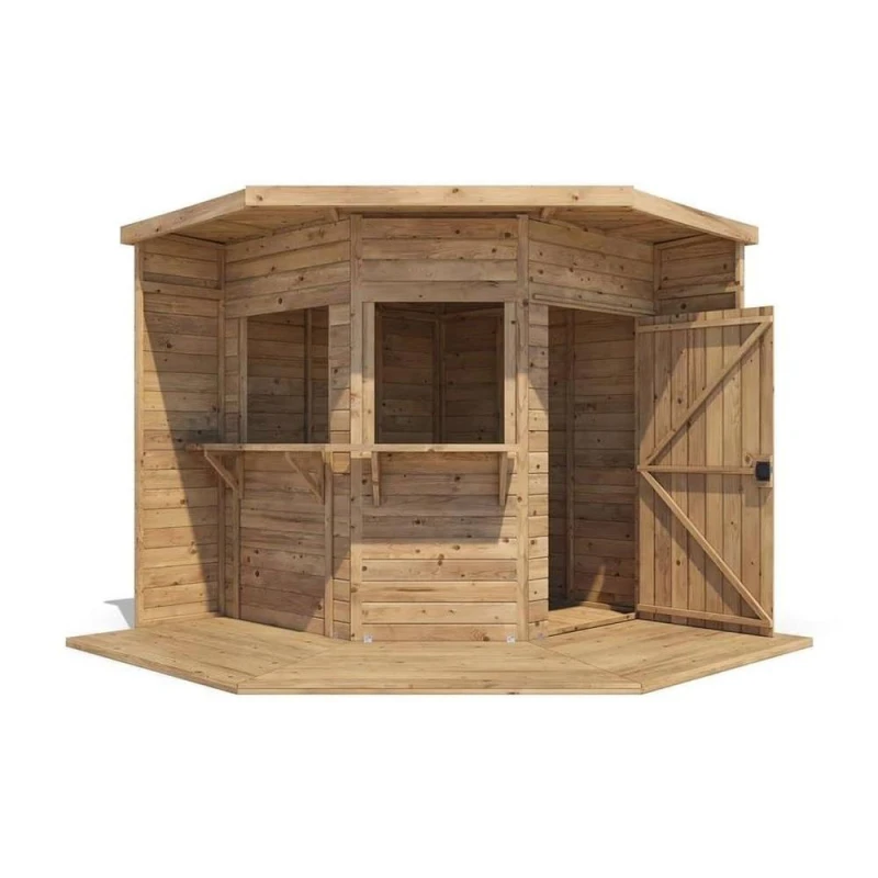 Image of Dunster House Outdoor Bar Shed 2.4M X 2.4M Pressure Treated The Corner Hangover Garden Bar Iii Fully Loaded