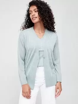 Image of Armani Exchange Wool Mix Logo Print Cardigan - Green, Size S, Women