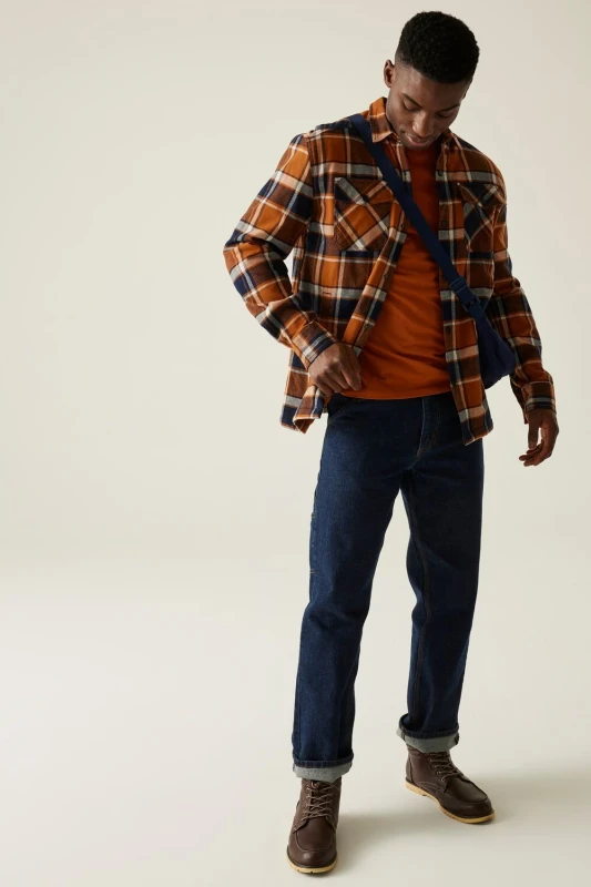 Image of Regatta Regatta Men Spennith Fleece Lined ShackeT-Shirt in Burnt Orange Size: Medium Burnt Orange M Male 5063516105602