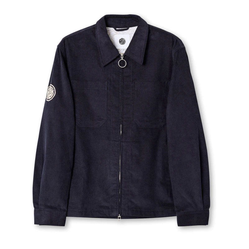Image of Pretty Green Mens Prestwich Cord Textured Overshirt Navy male Small