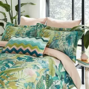 Image of Harlequin Floreana Single Duvet Cover, Fig Leaf & Coral