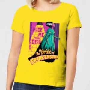 Image of Universal Monsters Retro Bride Of Frankenstein Womens T-Shirt - Yellow - M