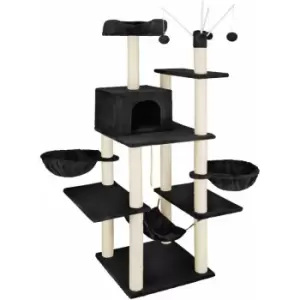 Image of Tectake - Cat tree scratching post Lilou - cat scratching post, cat tower, scratching post - black