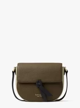 Image of Knott Colorblocked Medium Saddle Crossbody - Duck Green Multi - One Size