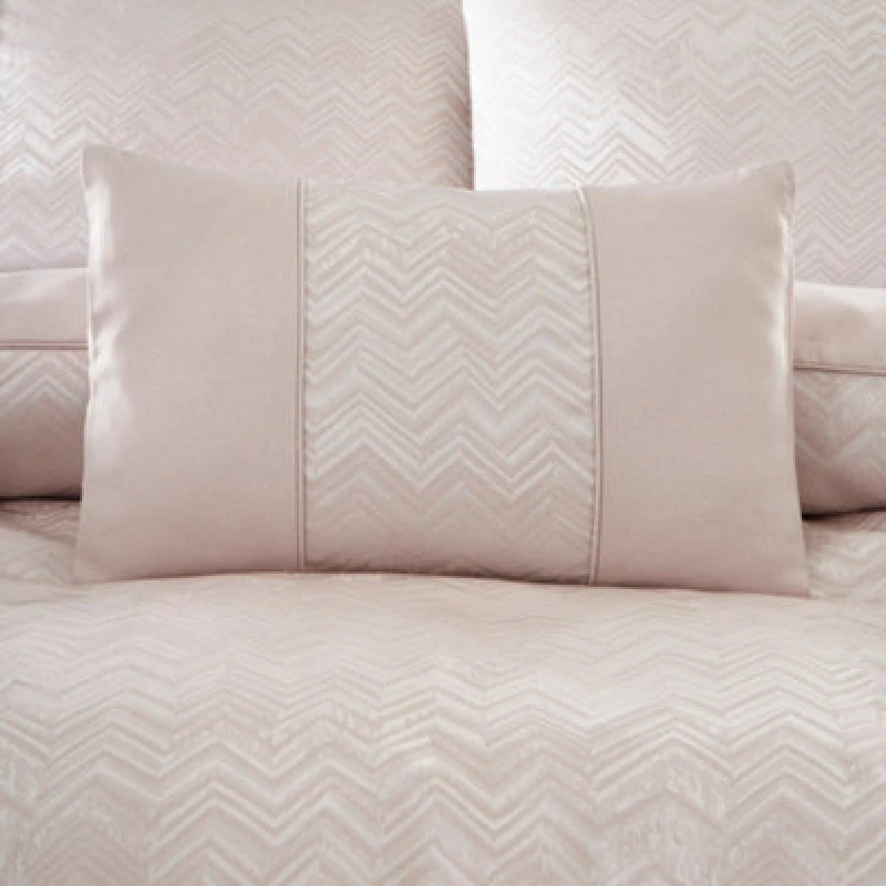 Image of Portfolio Home Antibes Chevron Waves Pink Rectangular Filled Boudoir Cushion Pillow Bed Sofa 32 X 50Cm