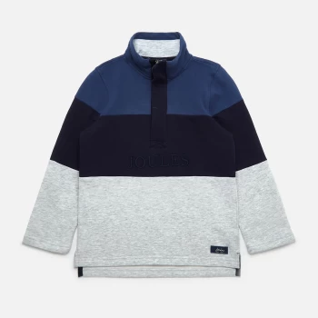 Image of Joules Kids Colourblock Overhead 1/2 Zip Sweatshirt - Blugrymrl - 6 Years