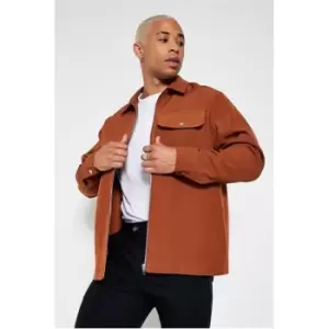 Image of I Saw It First Mens Premium Utility Zip Through Shacket - Orange