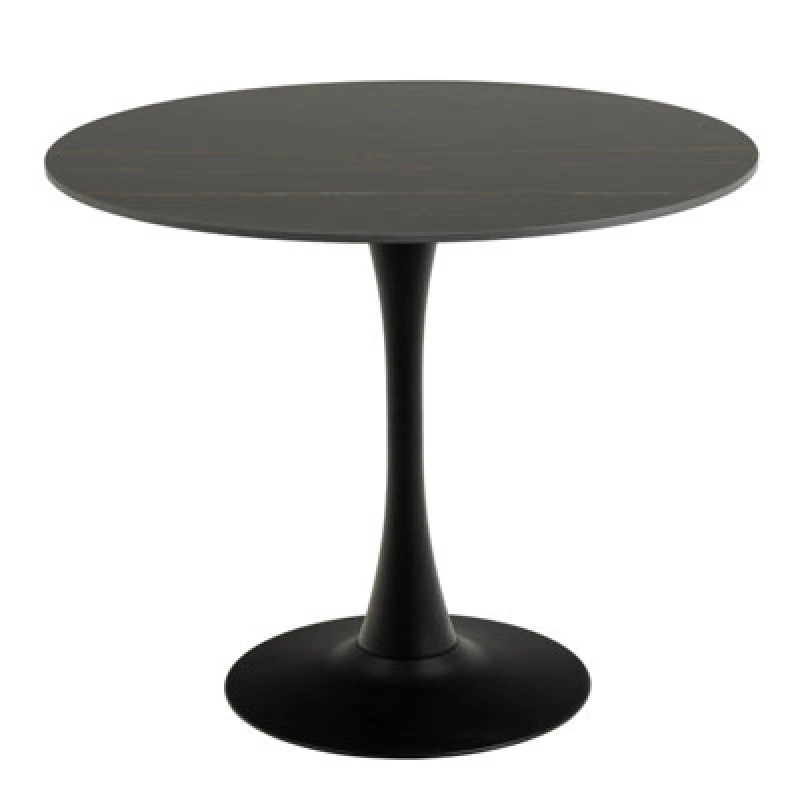 Image of Furniture To Go Malta Ceramic Round Dining Table In Black 90X75Cm