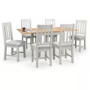 Image of Grey Solid Oak Dining Set - Richmond Flip-Top Table & 6 Chairs - Julian Bowen