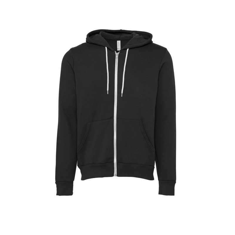 Image of Bella + Canvas Mens Fleece Full Zip Hoodie in Dark Grey Size: XS Dark Grey Male XS
