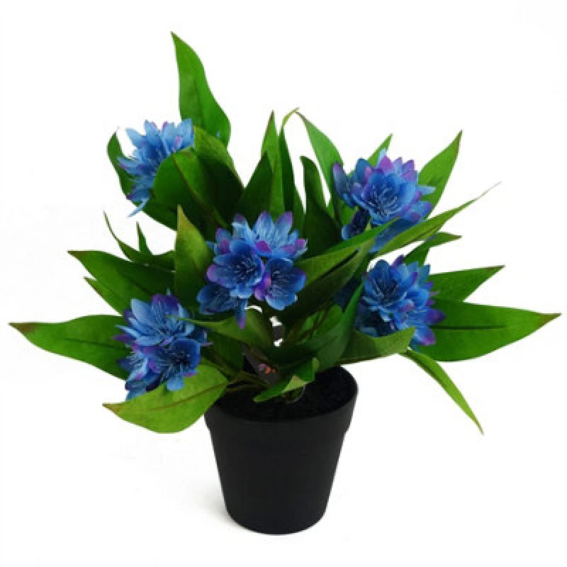 Image of Leaf 18Cm Artificial Freesia Plant Blue Flowering