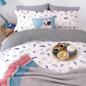 Image of Joules Sleeping Dogs Single Duvet Cover Set, Chalk