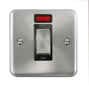Image of Click Scolmore Deco Plus Satin Chrome 1 Gang Double Pole Switch 45A With Black Ingot - DPSC501BK